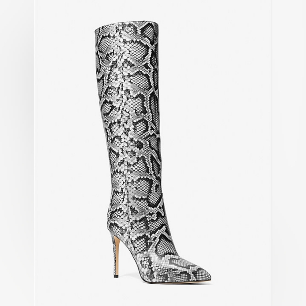 Michael Kors Rue Snake Embossed Leather Knee Boot